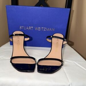 Black patent leather strappy heels/sandle